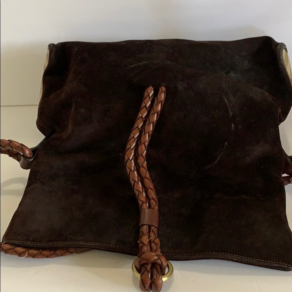 Burberry Brown suede leather handbag purse see photos RARE HTF - Picture 8 of 8